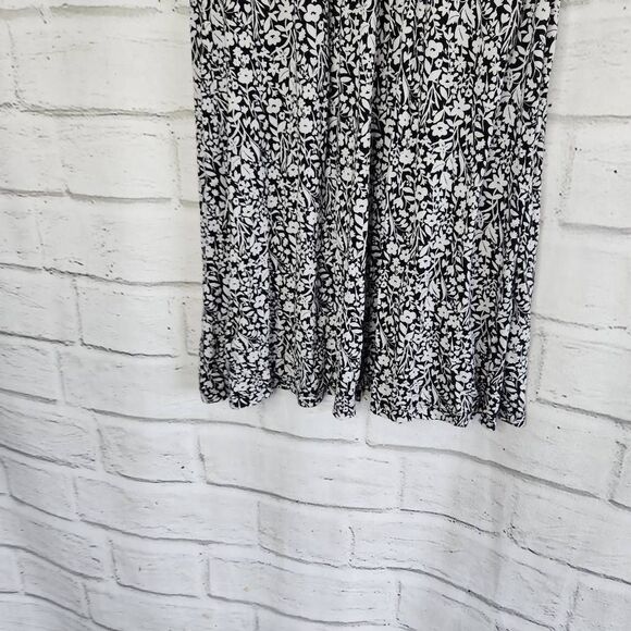 Boden Black White Cross Front Floral Stretch Knee Length Dress Womens 14L - Picture 10 of 14